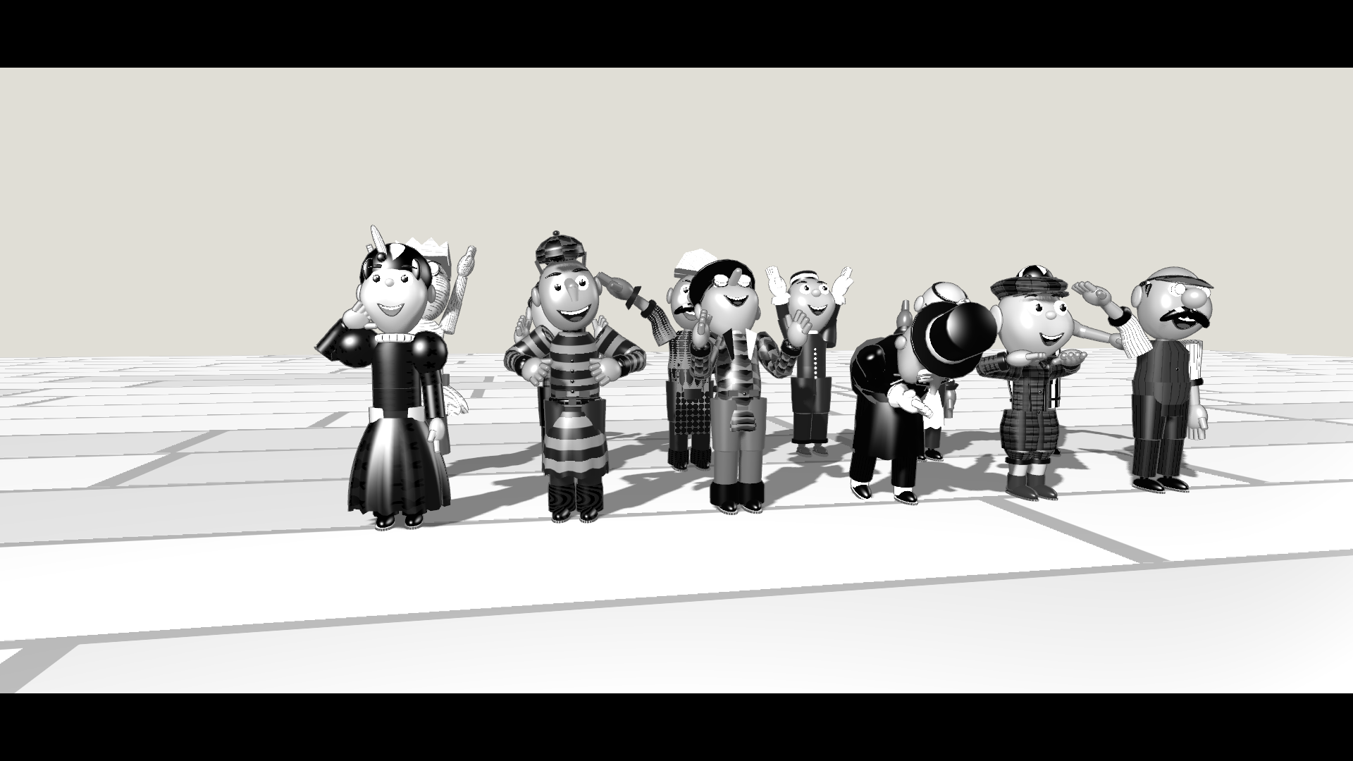 The Slapped Silly cast lines up in an assortment of extravagant hats and outfits.