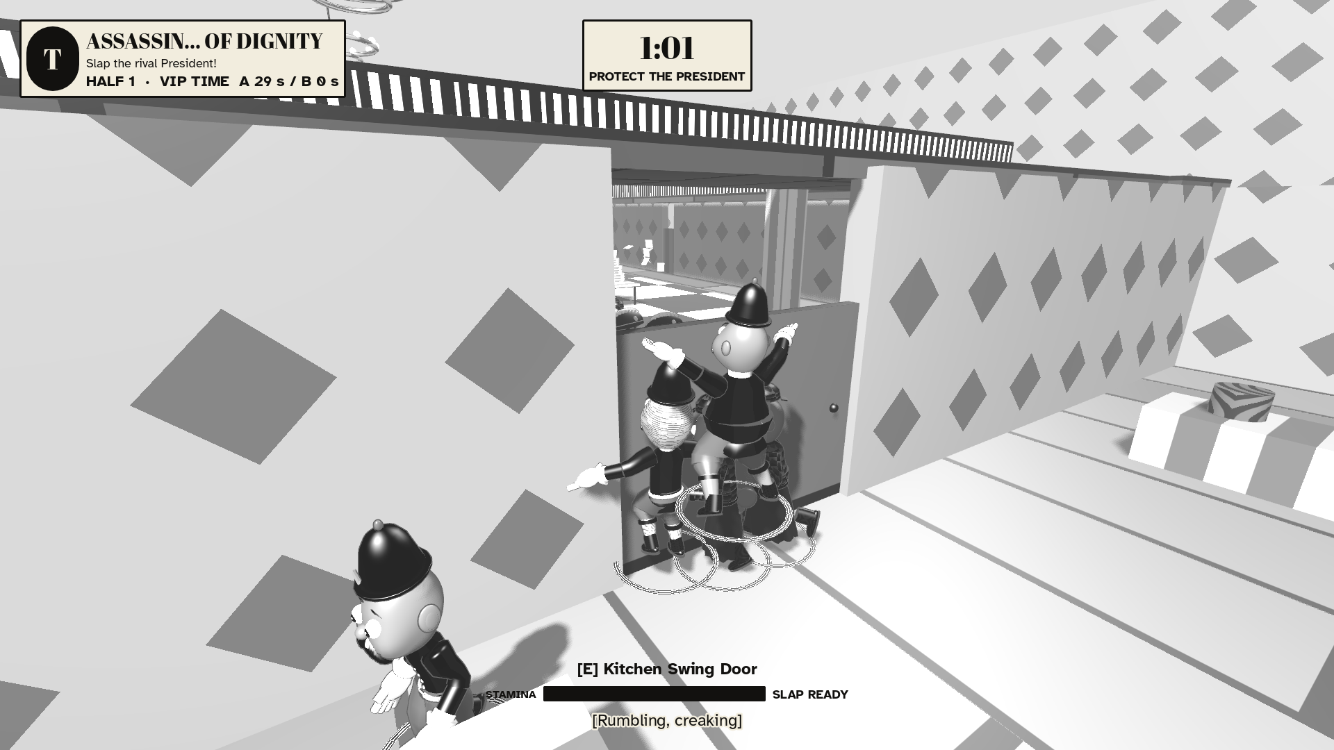 Protect the President gameplay inside the elegant Grand Hotel.